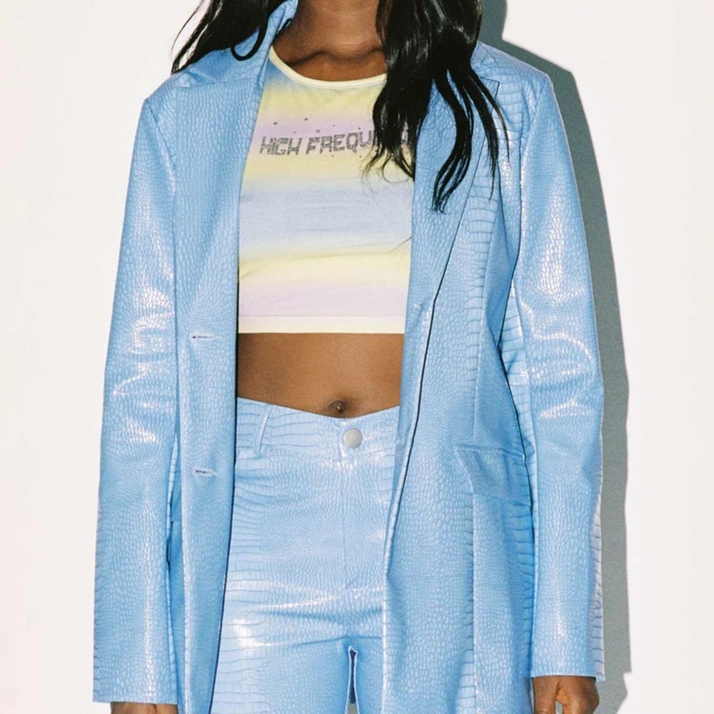 Princess Polly Blue Croc Blazer